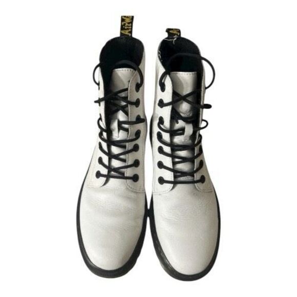 Dr. Martens Women Size 11 Luana White Black Boots Lace Up Combat Round Toe AW004 - Picture 4 of 11